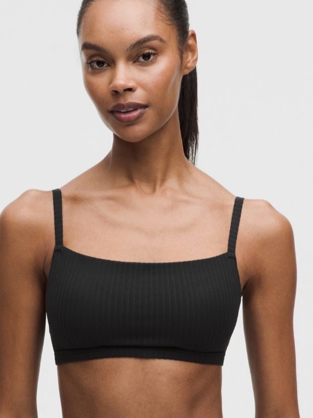 Ribbed Cami Square-Neck Bralette in Black B/C cup